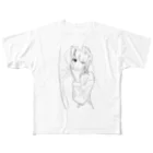 白まりものポージング子白黒 All-Over Print T-Shirt