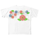 Tender time for OsyatoのStained glass flowers　～side～ フルグラフィックTシャツ