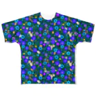 ルルエチュードのわいわいブーケ（ブルー） フルグラフィックTシャツ