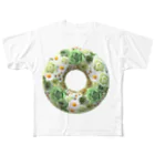 カラフルマルシェのグリーンローズリース（緑の薔薇リース柄） All-Over Print T-Shirt