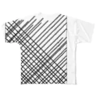 美味しい家のモノクロ　斜線 All-Over Print T-Shirt