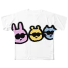 nyartのうさぎとねことくま フルグラフィックTシャツ