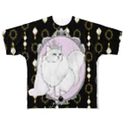 y.nyanmo やよにゃんものエレガント猫チンチラシルバー　in the mirror 　ブラック All-Over Print T-Shirt