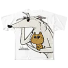 猫とネコ犬のボルゾイとネコとサングラス フルグラフィックTシャツ