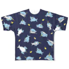 ときちゃんのポンちゃんTシャツ（紺） All-Over Print T-Shirt