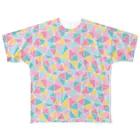 あわじテキスタイルの三角タイルのTシャツ ピンク All-Over Print T-Shirt