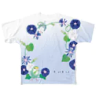 小桜森のラブバと朝顔　（背景グラデーション） All-Over Print T-Shirt