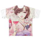 苗村さとみのワイン女子・桜 フルグラフィックTシャツ