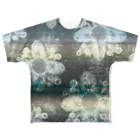 うずまきモンスターの細胞の宇宙の花・グラデーション版 フルグラフィックTシャツ