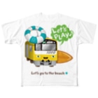 Train Kids! SOUVENIR SHOPの黄色い電車 「 海へ行こう 」 All-Over Print T-Shirt