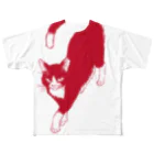 でんや　SUZURI店のでかねこA赤 フルグラフィックTシャツ