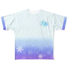 クロフミのまったりショップの吹雪くんのふんわり雪 フルグラフィックTシャツ