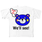 オリジナルデザインTシャツ　SMOKIN'のモクモックマ・フェイス 青 All-Over Print T-Shirt