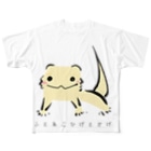 はちゅ部屋-爬虫類・両生類好きのデザイングッズ-のふとあごひげとかげ All-Over Print T-Shirt