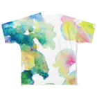 Channu's shopのColorful Watercolor フルグラフィックTシャツ