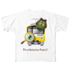 Train Kids! SOUVENIR SHOPの黄色い 「 探偵 」 電車 フルグラフィックTシャツ