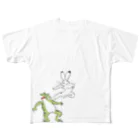 Herb Gardenの鳥獣戯画うさちゃんキック フルグラフィックTシャツ