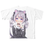 小鳥の食事のねこみみ フルグラフィックTシャツ