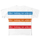 かめものづくり2号店の【ドイツ語】何事もはじめは難しい　3色 フルグラフィックTシャツ