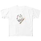 森図鑑の[森図鑑] シマエナガA（まるっこいシマエナガ） All-Over Print T-Shirt