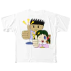 WANPA's STOREのわんぱ君としおりちゃん フルグラフィックTシャツ