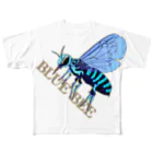 LalaHangeulのBLUE BEE(瑠璃紋花蜂) フルグラフィックTシャツ