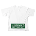 ベジタリアンタイ料理＊ニコニコレストランのお店のnikonikoロゴグリーン All-Over Print T-Shirt :back