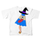 LalaHangeulのハロウィンしたい、からかさ小僧(オバケ)　バックプリント All-Over Print T-Shirt :back