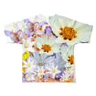  #satisfyingの花束　some flowers　bouquet フルグラフィックTシャツの背面