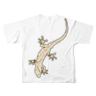 LalaHangeulのJapanese gecko(ニホンヤモリ)　英語デザイン All-Over Print T-Shirt :back