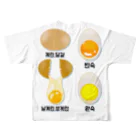 LalaHangeulの卵 生卵 半熟 完熟⁉︎　韓国語デザイン　バックプリント フルグラフィックTシャツの背面