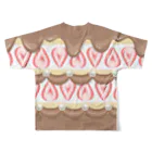 ♡natuu♡の*♡いちごケーキTシャツ♡*(ダークブラウン) All-Over Print T-Shirt :back