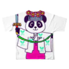 Tako＆Negi SUZURI支店のパンダ巫女 舞姿 All-Over Print T-Shirt :back