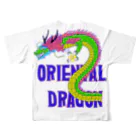 LalaHangeulのORIENTAL DRAGON（龍）英字 バックプリント フルグラフィックTシャツの背面