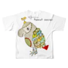 ねこぜや のROBOBO ヨウムのるるロボット   All-Over Print T-Shirt :back