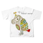 ねこぜや の ROBOBO ヨウムのボルトロボ  All-Over Print T-Shirt :back