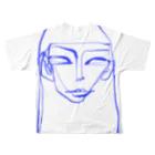 shimmy_sのface (blue girl)- one line drawing フルグラフィックTシャツの背面