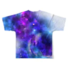 もけもけこけこクリエイト枠の宇宙、星、ガラスの珠。 All-Over Print T-Shirt :back