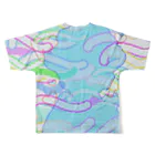 循環性飽食のお団子青メイドちゃん(カラフル) フルグラフィックTシャツの背面