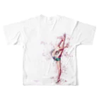 lilli-starling　dépayséeの新体操ガール裏表プリントTシャツ　フープ・バタフライ All-Over Print T-Shirt :back