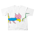 水草の猫マン１ フルグラフィックTシャツの背面