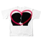 Lily bird（リリーバード）のSilhouette of kiss with heart♥② All-Over Print T-Shirt :back