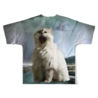 大変かわいらしい猫のグッズ屋さんの咆哮 (嵐) フルグラフィックTシャツの背面