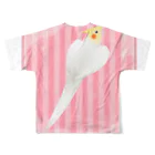 まめるりはことりのオカメインコ　ハートルチノーオカメインコ【まめるりはことり】 フルグラフィックTシャツの背面