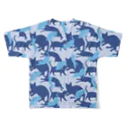 アトリエかのの猫迷彩　カモフラージュ　青 All-Over Print T-Shirt :back