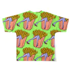 Mieko_Kawasakiの魅惑のフライドポテト🍟　GULTY PLEASURE FRENCH FRIES GREEN All-Over Print T-Shirt :back