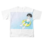 情報電波局のプールに浸かって楽しいね All-Over Print T-Shirt :back