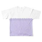 まるいねこのハートカットTシャツ ～ Purple ～ パステルカラーVer. フルグラフィックTシャツの背面