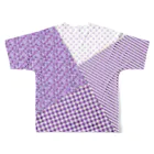 まるいねこのパッチワーク風Tシャツ ～ Purple ～ フルグラフィックTシャツの背面