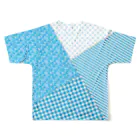 まるいねこのパッチワーク風Tシャツ ～ Blue ～ フルグラフィックTシャツの背面
